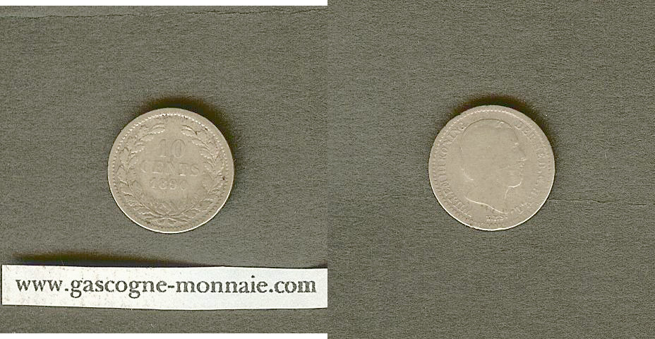 Pays Bas 10 cents 1890 B à TB